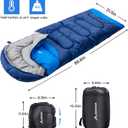 BISINNA Sleeping Bag with Pillow - 4 Season Backpacking Sleeping Bag Lightweight Waterproof Warm and Washable for Adults, Kids, Women, Men's Outdoors Camping, Hiking, Mountaineering