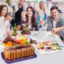 VGOODALL Cupcake Carrier, Rectangle Cake Plate with Lid, 12 Capacity Cup Cake Portable Container Dessert Holder with Handle for Family Picnics and Party Events, 2-in-1 Design, Purple