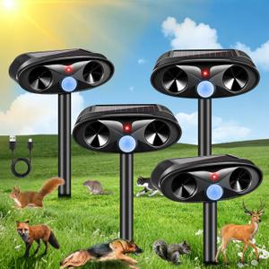 2025 Upgraded Solar Ultrasonic Animal Repellent Outdoor, 4 Pack Deer Repellent Devices USB Charge Animal Deterrent for Cat,Squirrel,Dog,Raccoon,Skunk,Rabbit Repellent for Yard Garden Lawn,Black 2025 Upgraded Solar Ultrasonic Animal Repellent Outdoor, 4 Pack Deer Repellent Devices USB Charge Animal Deterrent for Cat,Squirrel,Dog,Raccoon,Skunk,Rabbit Repellent for Yard Garden Lawn,Black
