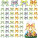 Daifunli 48 Pcs 6 Inch Easter Bows for Wreath Easter Bows Bulk for Gift Wrapping Holiday Basket Ornaments Party Decor