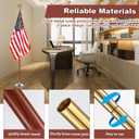 Landical 2 Pcs Indoor or Parade Flagpole Solid Wooden Flag Pole Brass Screw Joint Indoor Flag Pole, Brown and Gold (7 ft)
