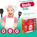 Baketivity Kids Cooking Set Real Utensils With Kitchen Tool Guide - Complete Junior Cooking Set Gift For Girls Or Boys With Mixing Bowls, Cutting Board, Knife, Apron - Kids Baking Set For Real Cooking