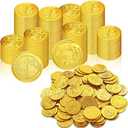 Chivao 250 Pcs Coins Plastic Treasure Pirate Coins Toy Carnival St. Patrick's Day Party Favors Fake Toy Pirate Party Decoration Birthday Adventure Themed Supplies(Gold)