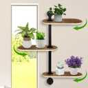 DANHMAO Rotating Window Plant Shelves 3 Tier Wooden Window Shelf for plants Optimal Light Exposure 16 inch for Small Space,Rotating Plant Floating Wall Shelves for Enhanced Plants Light Exposure