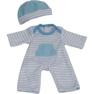 JC Toys | Berenguer Boutique | La Baby Doll Outfit | 2 Piece Blue Striped Onesie|Washable| Ages 2+ | Fits Dolls 14"- 18"