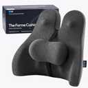 Lumbar Support Pillow for Office Chair - Lower Back Pain Relief Cushion with Adjustable SpineAlign Bolster, Memory Foam Pillow for Car, Couch, Gaming Seats - Dual Straps, Dark Grey