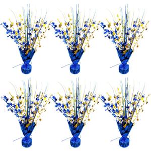 6 Pack Metallic Foil Spray Table Centerpiece Decoration Star Brust Glitter Table Topper Decor for Birthday Graduation Holiday Christmas New Year's Eve Celebration Party Supplies Gold and Blue
