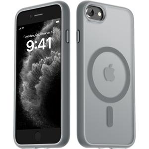 LATVIN for iPhone SE Case 2022(3rd)/2020(2nd), iPhone 8/7 Case, Magnetic Phone Cover, Compatible with MagSafe, Military Grade Protection, Translucent Matte Back, Gray