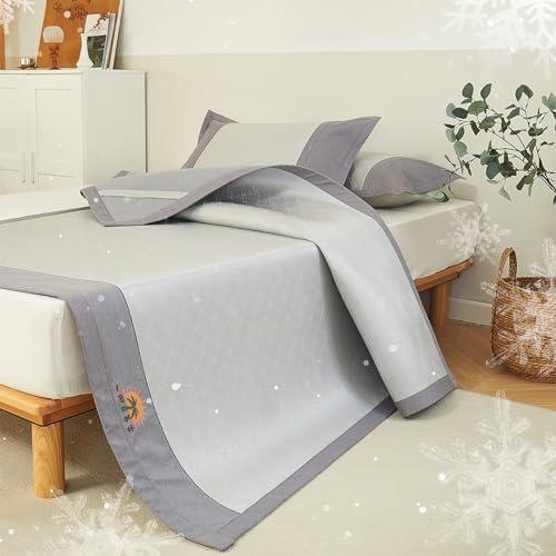 King Size Cooling Mattress Pad for Hot Sleeper, Ultra Cold Tech Fiber Cool Mattress Cover, Smooth Noiseless Cooling Mattress Protector, 16'' Deep Pocket(Silver Gray)