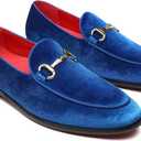 Men's Velvet Loafers Wedding Party Prom Homecoming Shoes (10, Blue)