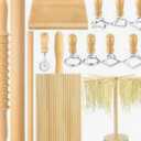 Suclain 14 Pcs Pasta Making Tool Set Includes Wooden Cutter Dough Scraper Rolling Pin Pasta Drying Rack Gnocchi Board Wood with Roller 8 Ravioli Stamp Maker Cutter for Kitchen Noodle (Classic)
