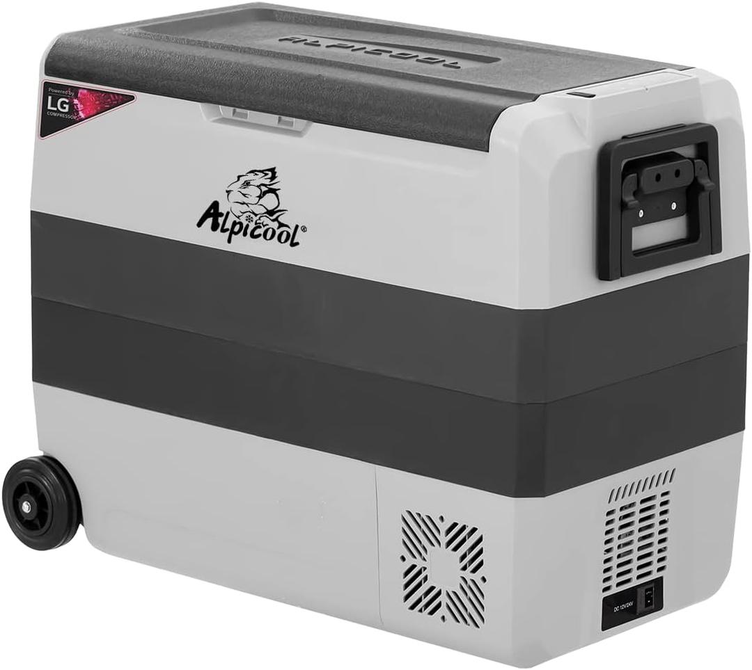 Alpicool LGT60 Dual Temperature Control 12 Volt Refrigerator 63 Quart Portable Car Fridge Freezer (-4°F~68°F) for Truck, RV, Boat, Camping and Travel, 63QT-LG Version