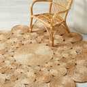 GRUHUM - Handwoven Jute Area Rug-4 feet Round- Natural Fiber Boho Soft Braided Rustic Vintage Beige Reversible Eco Friendly Farmhouse Rugs-Indoor Outdoor Kitchen Bedroom LivingRoom Hallways (4'Round)