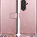 SUANPOT Compatible with Samsung Galaxy A36 Wallet case with RFID Blocking Credit Card Holder,Flip Book PU Leather Protective Cover Women Men for Samsung A36 Phone case Rose Gold