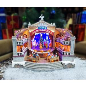 MOMENTS IN TIME Animated Nutcracker Opera House Musical Christmas Village Display LED 13.1 Polyresin Theater Scene with Lights Power Adapter Christmas Decoration