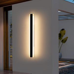 Outside Modern Wall Light, 47inch Outdoor LED Wall Lights, Minimalist Long Strip Wall Sconces, 3000K Warm White, IP65 Waterproof, Black Porch Lighting for Garden, Garage, House, Yard