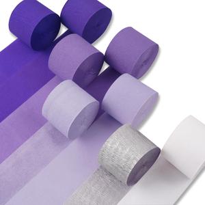 PartyWoo Purple Crepe Paper Streamers 8pcs 656ft Pack of Light Dark Purple Lavender White Silver Crepe Paper Streamers for Birthday Baby Shower Graduation Princess Butterfly Theme Party Decorations