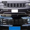 Grill Inserts Rings Covers For Jeep Grand Cherokee 2017 2018 2019 2020 2021 Honeycomb Grill Mesh Exterior Accessories Cover Overlay Kit,Not Fit SRT, Trackhawk, or 2021 Grand Cherokee L Models(Black)