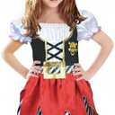 Lingway Toys Girls Deluxe Pirate Costume,Buccaneer Princess Dress for Kids 9-10