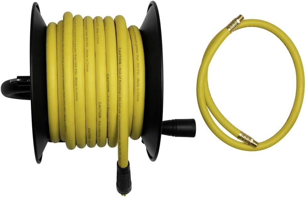 DEWALT Manual Air Hose Reel, 3/8 in. x 50 ft. Oil and Kink Resistant Air Hose with 4 ft. Lead, Essential Home Improvement Tool for Efficient Hose Management and Connectivity