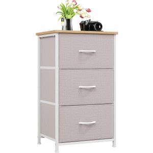 Somdot Small Dresser for Bedroom with 3 Drawers, Nightstand Storage Chest of Drawers with Removable Fabric Bins for Closet Bedside Living Room Laundry Entryway Hallway, Ash Grey (11.8"D x 16.5"W x 28.2"H (3 Drawers))