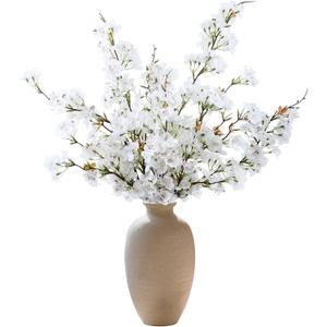 4pcs Cherry Blossom Branches Artificial Flowers for Spring Tall Vase Decoration,40" Long Stem Fake Cherry Flowers for Home Wedding Party Bedroom Table Centerpiece Arrangement Decor(White)
