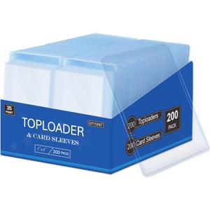 400Pcs Top Loaders for Cards (200Pcs Hard Plastic Card Holders & 200Pcs Penny Card Sleeves) 3" x 4" Toploaders, Card Protector Sleeves for Baseball Football Sports Cards, Trading Cards Blue