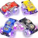 Light-Up Monster Truck Toys (2-Pack) Push-&-Go Cars with Glowing Wheels Birthday Gift for Toddlers, Boys & Girls Ages 3+ Durable Friction-Powered Trucks Batteries Included