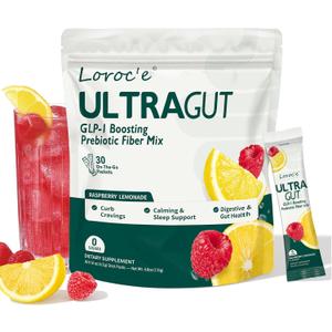 UltraGut GLP-1 Booster Fiber Mix Drink, Raspberry Lemonade, 30 Servings