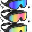 NSSIW Goggles Swimming Adult Swim-Goggles: Wide View with UV400 Protection Anti Fog No Leak for Men and Women 3 Pack (04 Blue & Pink & Gold)