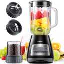 GDOR Blender, 52 Oz Glass Jar, Multi-Function Kitchen Blender & Grinder Combo, 9 Functions with Shakes, Puree, Crush Ice, and Chop, Max 700W, Self Cleaning