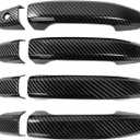 Door Handle Covers Trim Compatible with 2014-2024 Chevrolet Silverado+GMC Sierra Suvs Trucks Carbon Fiber Style Without Passenger Keyhole Exterior Accessories 8PCS