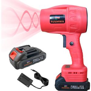 Handheld Mini Cordless Leaf Blower, 21V Battery Cordless Small Leaf Blower for Lawn Care, Patio, Car Dryer, Blowing Leaves and Dust,Battery Powered 400 CFM 100 MPH,Tiny Red Leaf Blowers