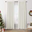 Guken Halloween Ivory Linen Blackout Curtains 84 Inch Length 2 Panels Set for Living Room Bedroom Back Tab Thermal Insulated 100% Black Out Linen Drapes Room Darkening Window Curtains 84 Inches Long