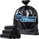 55-60 Gallon Trash Bags - 150 Count Large Garbage Bags Heavy Duty, Large Black Trash Bags for Outdoor, Commercial, Contractors, Lawn and Leaf Bags.