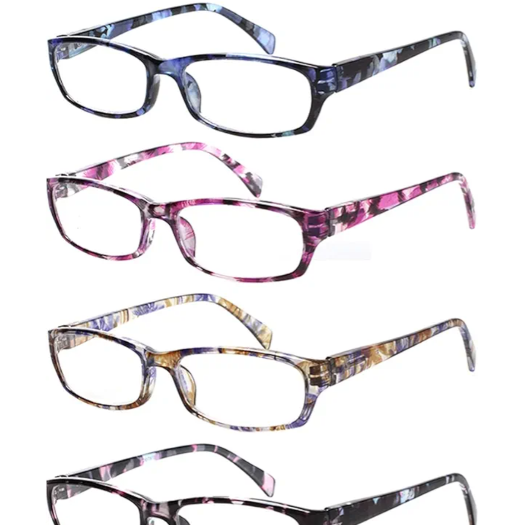 Kerecsen Reading Glasses 5 Pairs Fashion Ladies Readers Spring Hinge with Pattern Print Eyeglasses for Women (Mix Color -2, 0.75)