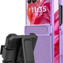 Miimall for Motorola Razr Plus 2024 Case with Belt Clip,Razr Plus 2024 Case Kickstand & Holster Clip Military Shockproof Rugged 360 Rotating Heavy Duty Phone Cover for Moto Razor 50 Ultra,Purple