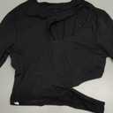 Floerns Women's Solid Cut Out Long Sleeve Y2k Round Neck Crop Tops Tee, Black, Small, Black 
