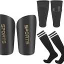 Soccer Shin Guards for Kids Youth Adults - Shin Pads and Sleeves Set with Optimized Insert Pocket for Boys Girls Men Women for Football Games - Protective Soccer Equipment(3 in 1)