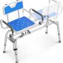 Sliding Shower Chair with 360 Swivel Seat, Adjustable Height Transfer Bench for Bathtub, Shower Chair for Elderly and Disabled with Pivoting Arms for Safety Bathing,330lbs