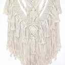 BMIDRUT Macrame Woven Wall Hanging Tapestry Boho Wall Art Handmade Macrame Tapestry for Wedding Bedroom Living Room Background Wall 17x30 Inch (Beige)