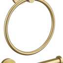 TURS Towel Ring Toilet Paper Holder Brushed Gold Bathroom Hardware Set 2 Pieces Wall Mount Stainless Steel