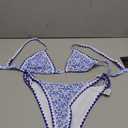 BIKINX Womens Swimsuits Sexy Thong Micro Bikini Ditsy Floral Two Piece Sets Bathing Suit Color Block Bandeau Swim Top (Size 4-6, 2 Pcs Triangle Blue 6)