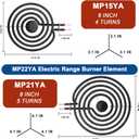 W10290350 W10290353 Porcelain Drip Pan Set & MP22YA Electric Range Burner Element Fit for W-hirlpool A-mana C-rosley Electric Range, 4 Pack Black Drip Pans & Stove Burners Replacement by Fetechmate