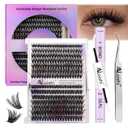 Lash Clusters Kit, DIY Cluster Eyelash Extensions 916mm, 40D+50D, 280pcs, D Curl Natural Volume Lashes with Bond & Seal,TweezersFake Cat Eye Wispy Individual Clusters