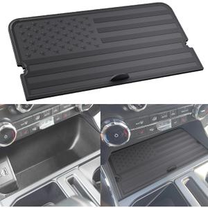 Center Console Compartment Cover Compatible With Ford F150 2021-2025 & Lightning XLT 2022-2024, Front Interior Storage Cubby Hidden Pocket Panel (For Open Pocket in Front of Shifter) (USB Hole)