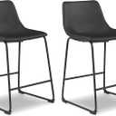 Signature Design by Ashley Centiar 24" Counter Height Modern Bucket Barstool, 2 Count, Black