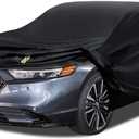 6 Layers Car Cover Waterproof All Weather for Automobiles, Size A3 with Zipper Cotton Fit for Toyota Camry, Honda Accord, Ford Mustang, Chevy Camaro/Malibu, Kia Optima/K5 (187-198 inch) (Black)