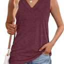WIHOLL Tank Tops for Women Summer V Neck T Shirts Trendy Sleeveless Basic Tees Fashion Clothing (M)