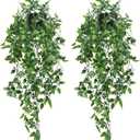 Whonline 2pcs Fake Hanging Plants, Artificial Potted Plants for Indoor Outdoor Aesthetic Office Living Room Shelf Decor